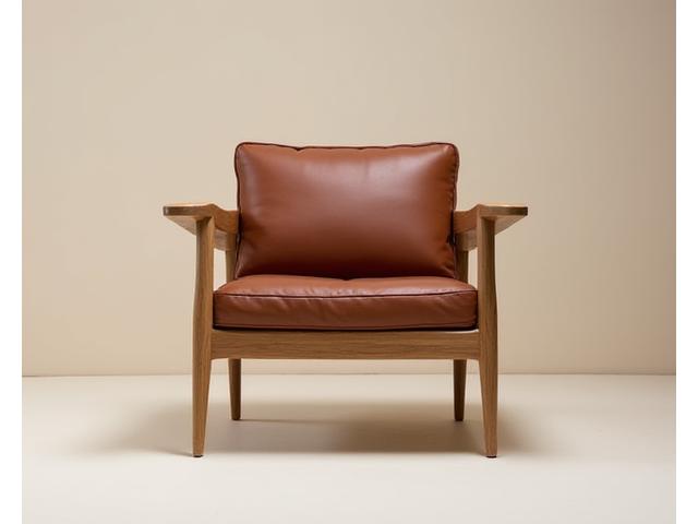 Chaise 'Le Nouveau' en chêne massif et cuir